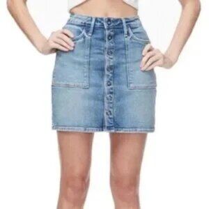 Good American Denim Mini Skirt Button Down Size 2